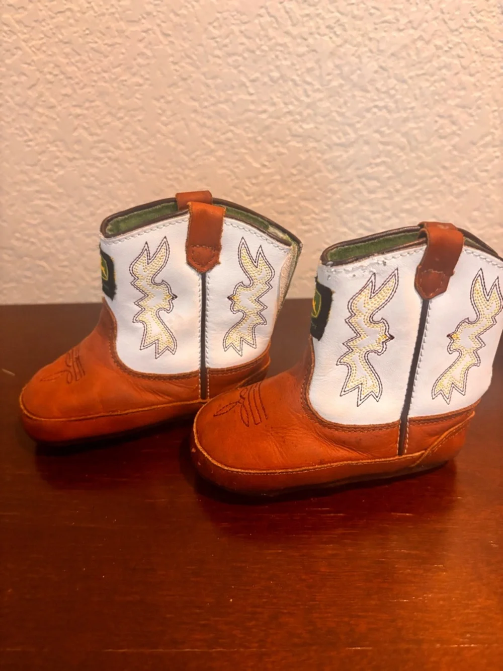 John Deere Baby Two-Tone Brown and‎ White Western Boots